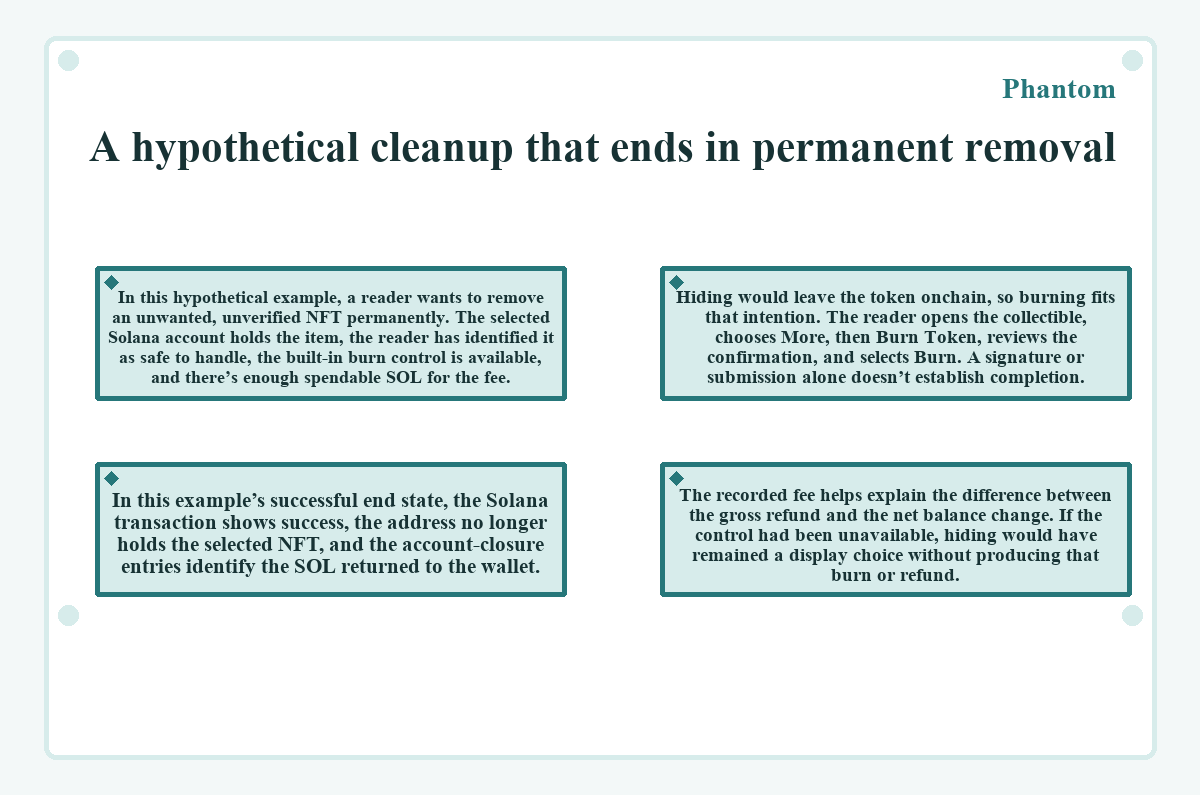 Visual summary: Phantom: A hypothetical cleanup that ends in permanent removal